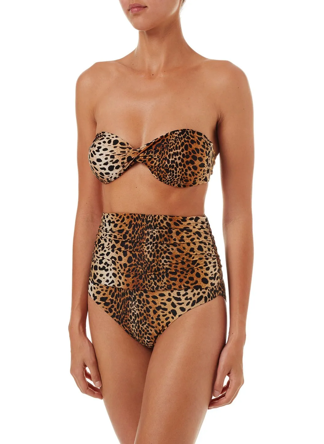 Lyon Cheetah High Waisted Bandeau Bikini