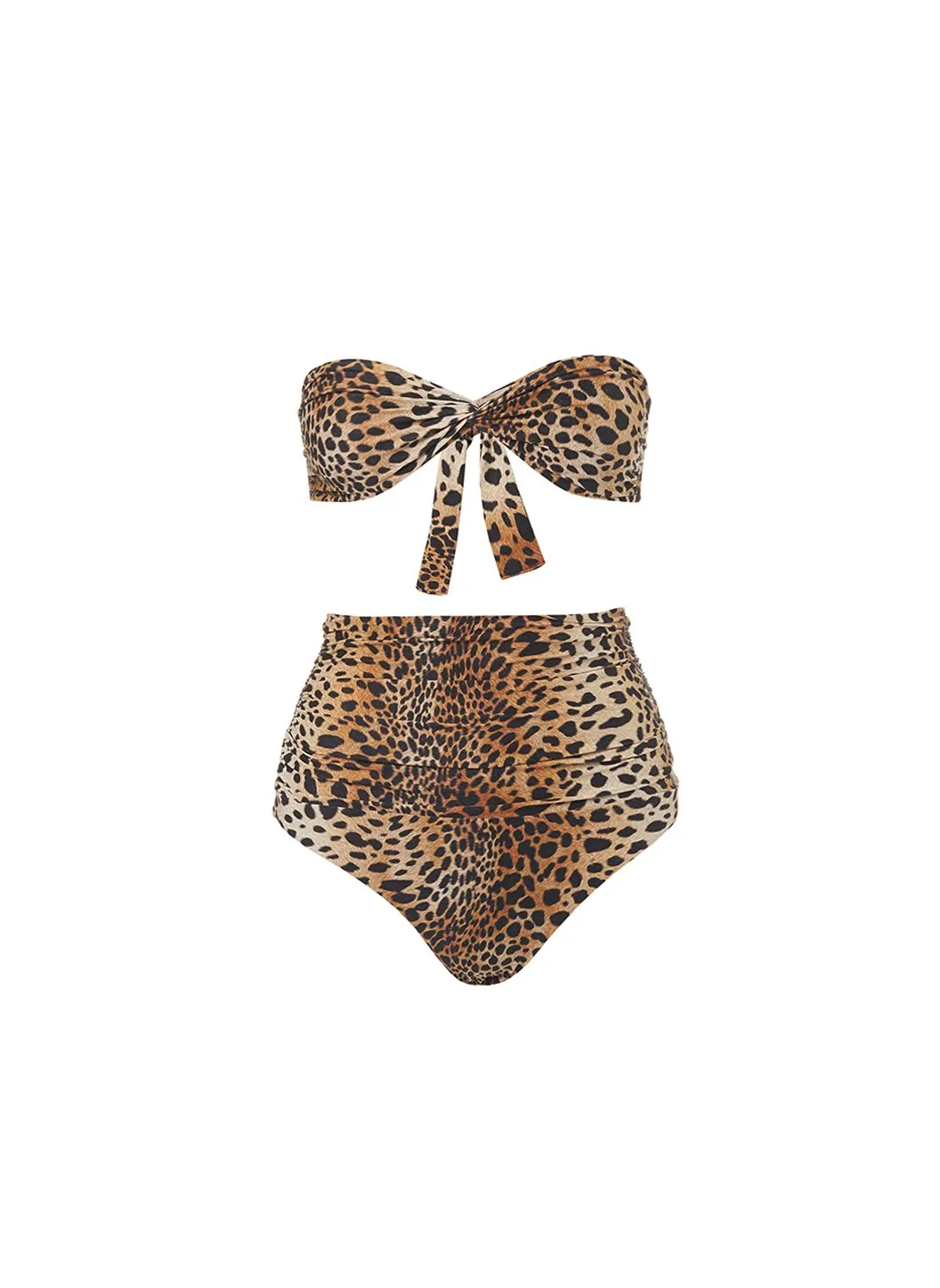 Lyon Cheetah High Waisted Bandeau Bikini