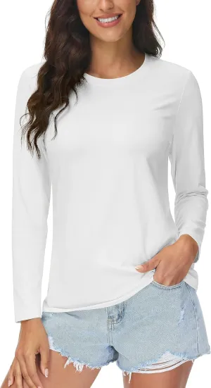 MAGCOMSEN Women's UPF 80  Workout Shirts Long Sleeve Atheltic T-Shirt Quick Dry Rash Guard Swim Tops