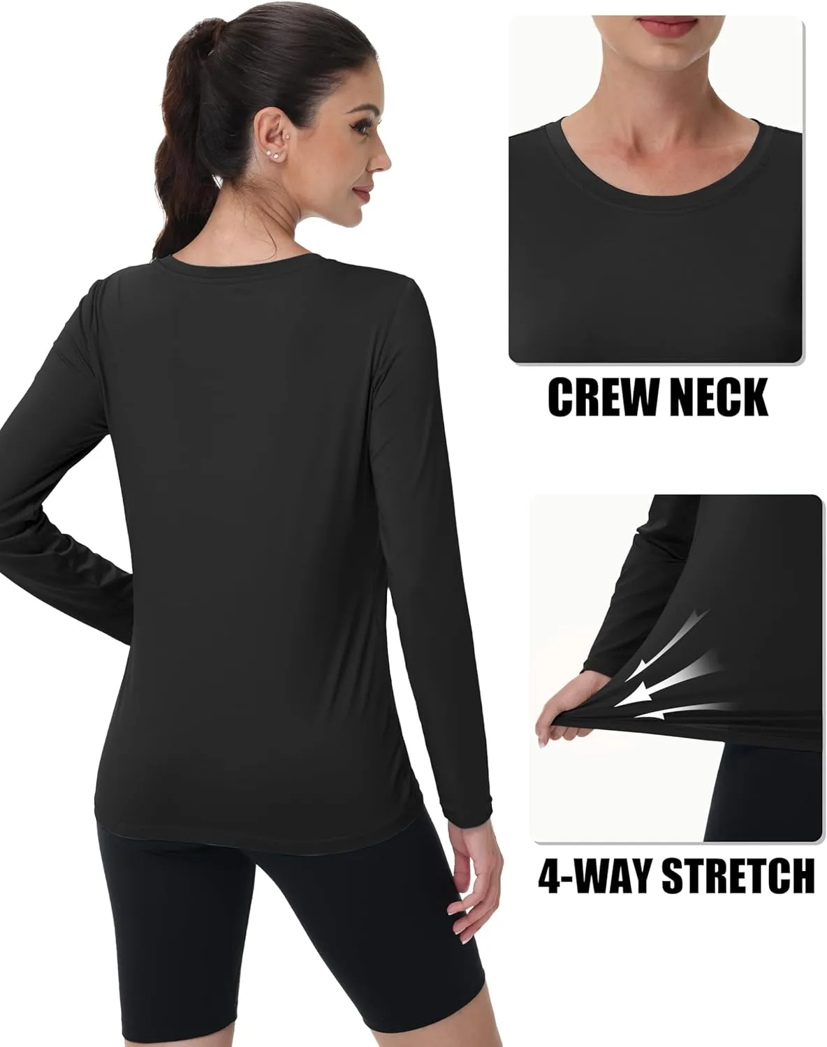 MAGCOMSEN Women's UPF 80  Workout Shirts Long Sleeve Atheltic T-Shirt Quick Dry Rash Guard Swim Tops