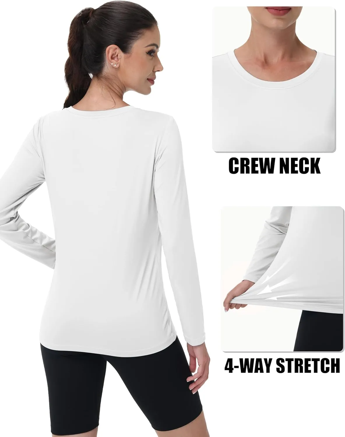 MAGCOMSEN Women's UPF 80  Workout Shirts Long Sleeve Atheltic T-Shirt Quick Dry Rash Guard Swim Tops