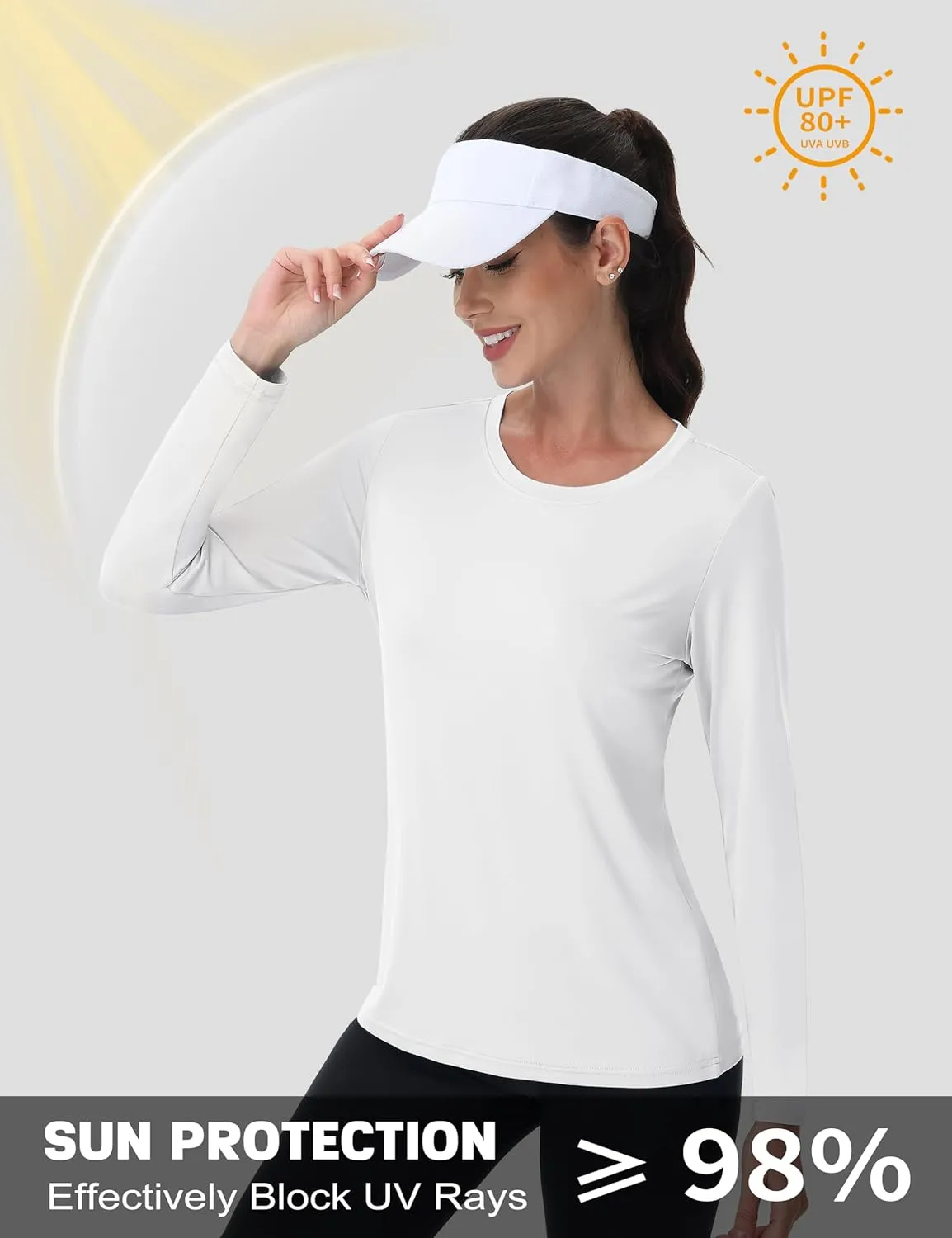 MAGCOMSEN Women's UPF 80  Workout Shirts Long Sleeve Atheltic T-Shirt Quick Dry Rash Guard Swim Tops