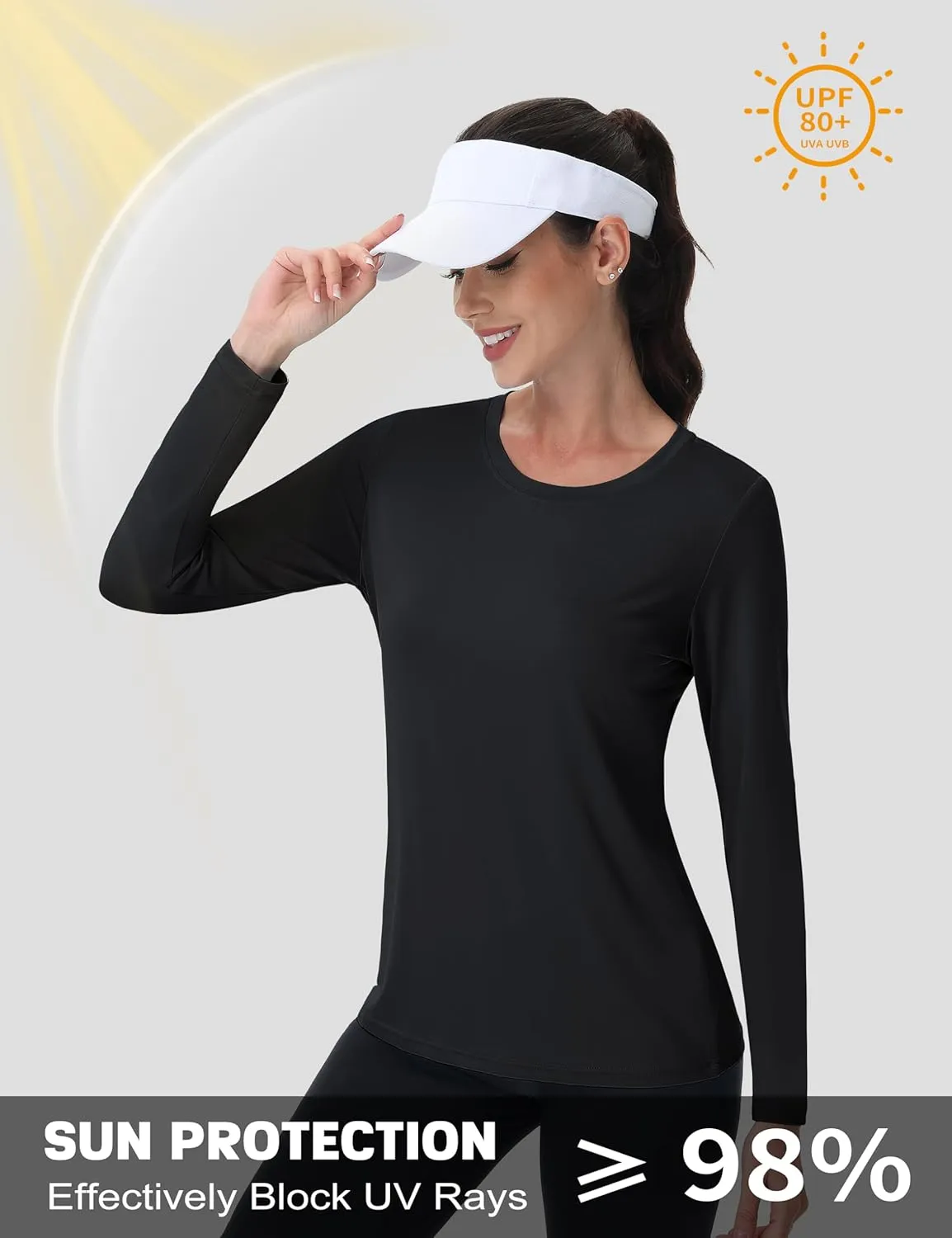 MAGCOMSEN Women's UPF 80  Workout Shirts Long Sleeve Atheltic T-Shirt Quick Dry Rash Guard Swim Tops