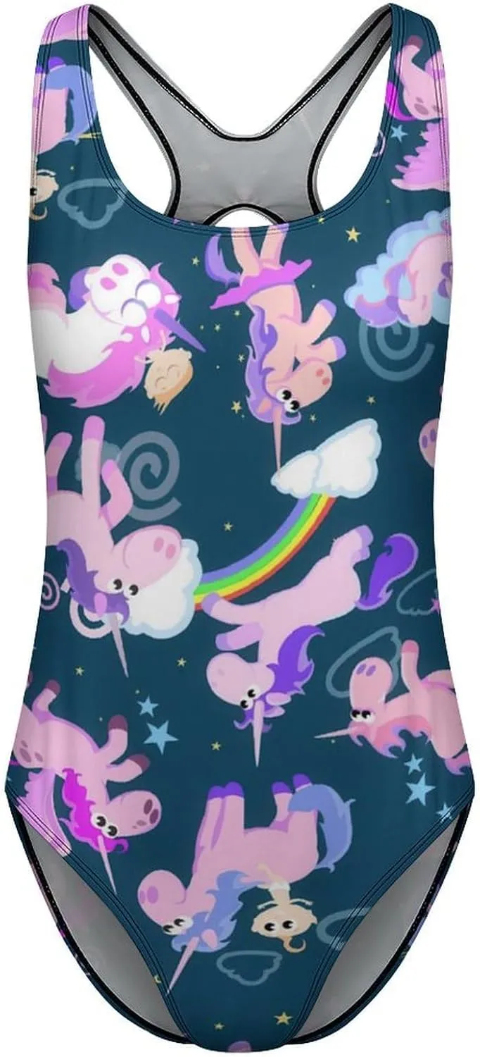 Magic Unicorn Womens' One Piece Bathing Suits Halter Scoop Neck Esthetic Tummy Control Bathing Suit