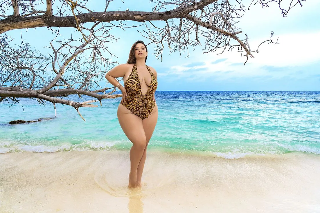Mapale Curvy Size One Piece Swimsuit Color Animal Print