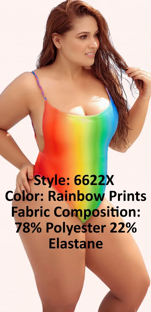 Mapale Curvy Size One Piece Swimsuit Color Rainbow Prints