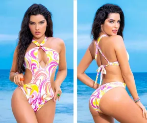 Mapale One Piece Swimsuit Color Retro Print