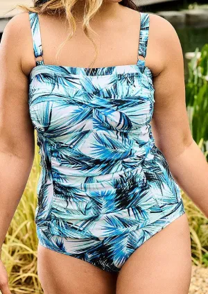 Mastectomy Swimsuit 'Florida Keys Ruched Bandeau Tankini Set' Blue Print