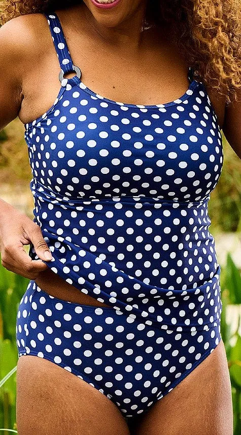 Mastectomy Swimsuit 'Monte Carlo Tankini Set' Blue/White Dots