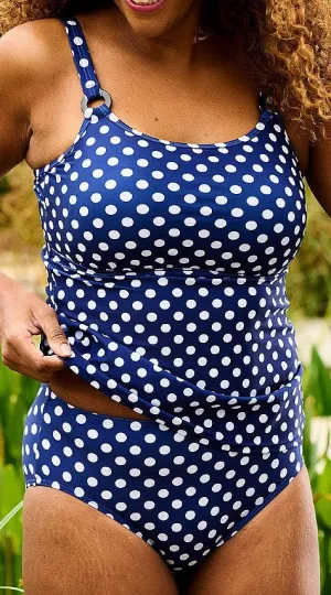 Mastectomy Swimsuit 'Monte Carlo Tankini Set' Blue/White Dots
