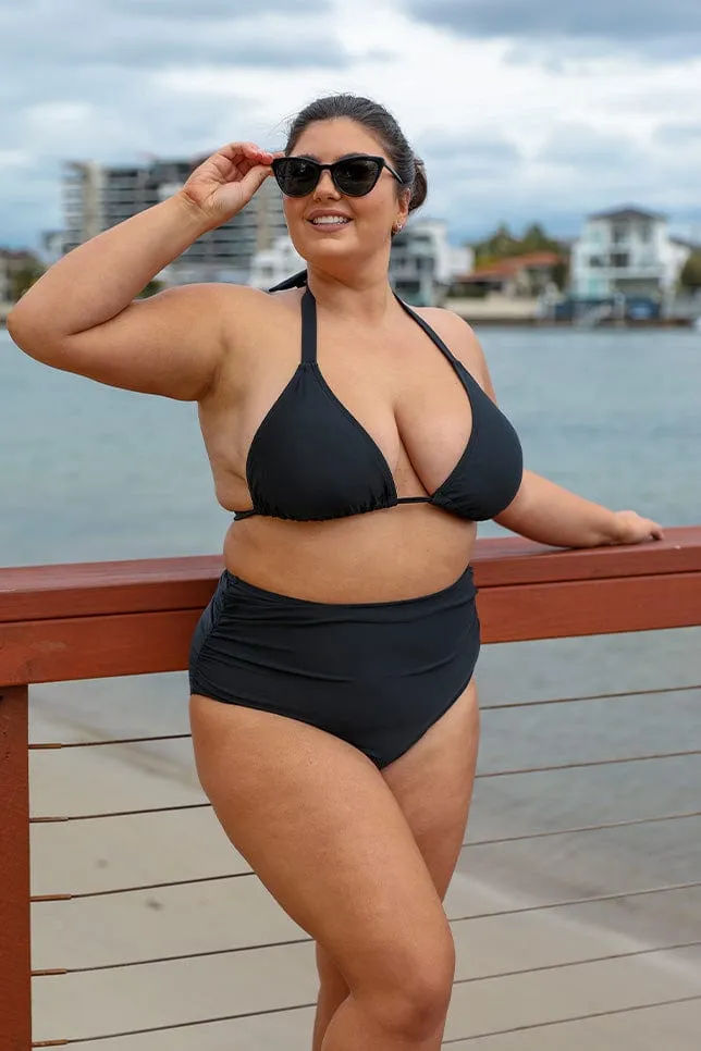 Maternity Black Extra Ruched High Waist Bikini Bottoms