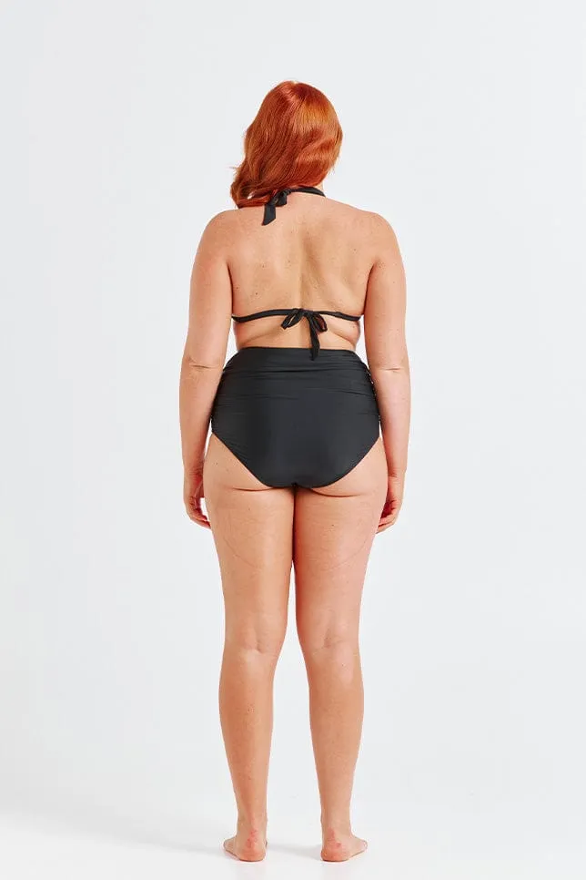 Maternity Black Extra Ruched High Waist Bikini Bottoms