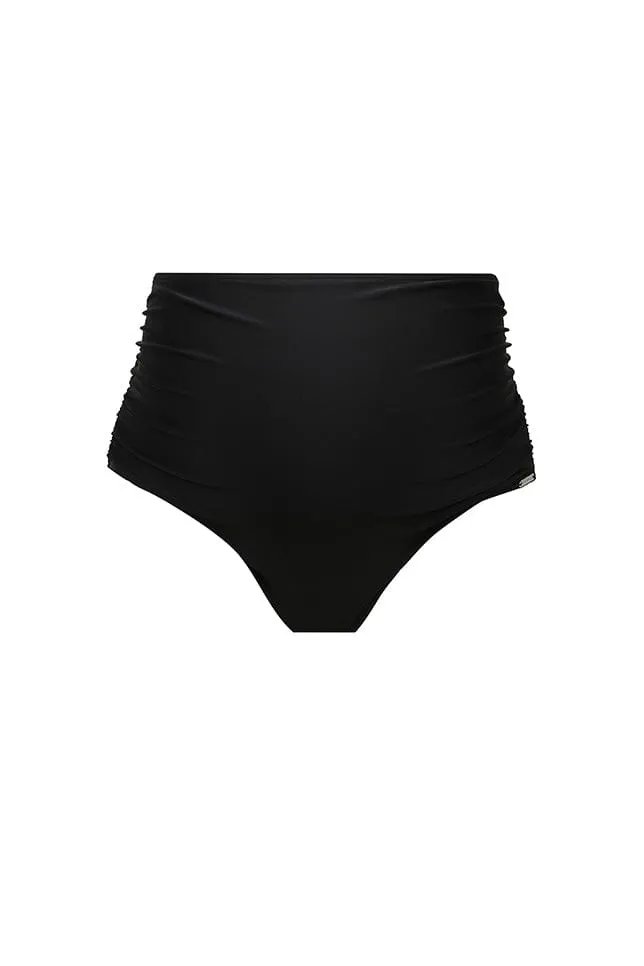 Maternity Black Extra Ruched High Waist Bikini Bottoms