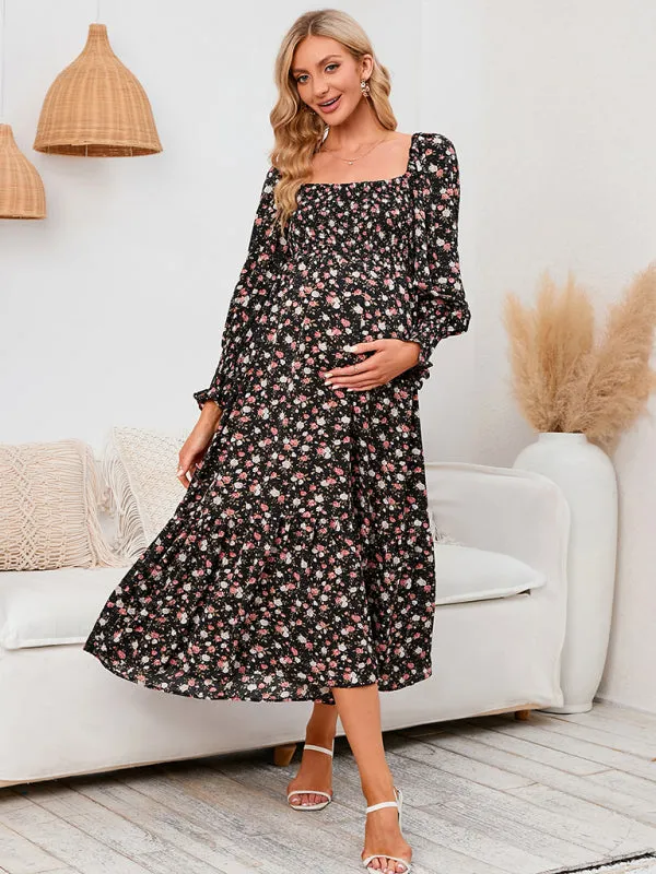 Maternity - Chiffon Dress Small Floral Dresses