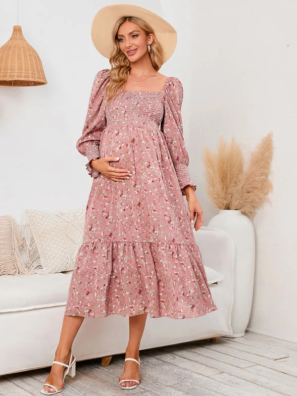 Maternity - Chiffon Dress Small Floral Dresses