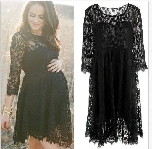 Maternity Dresses Elegant Autumn Maternity Photography Dress Lace Pregnant Women Dresses Fancy Maternity Photo Shooting