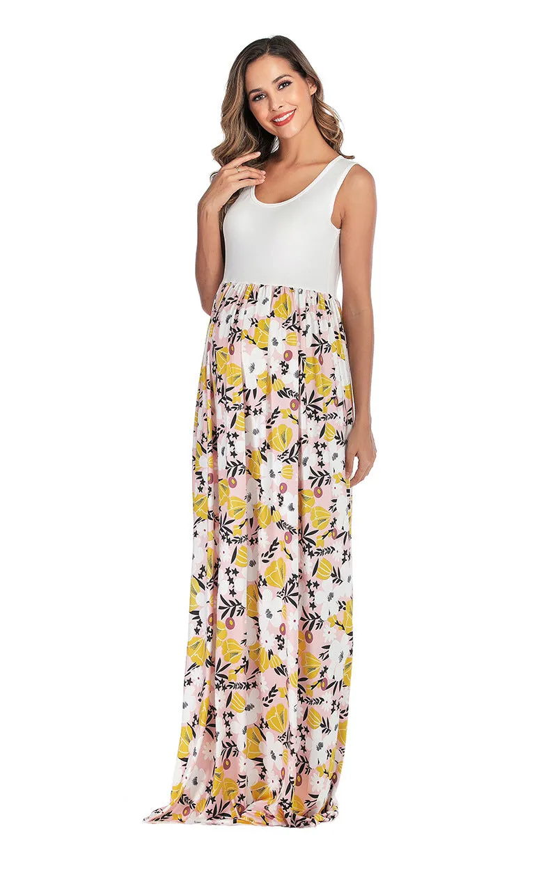 Maternity Floral Print Tank Dress