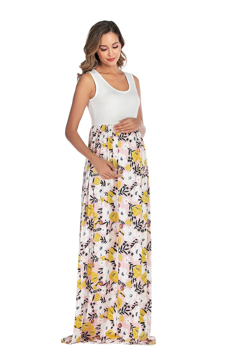 Maternity Floral Print Tank Dress
