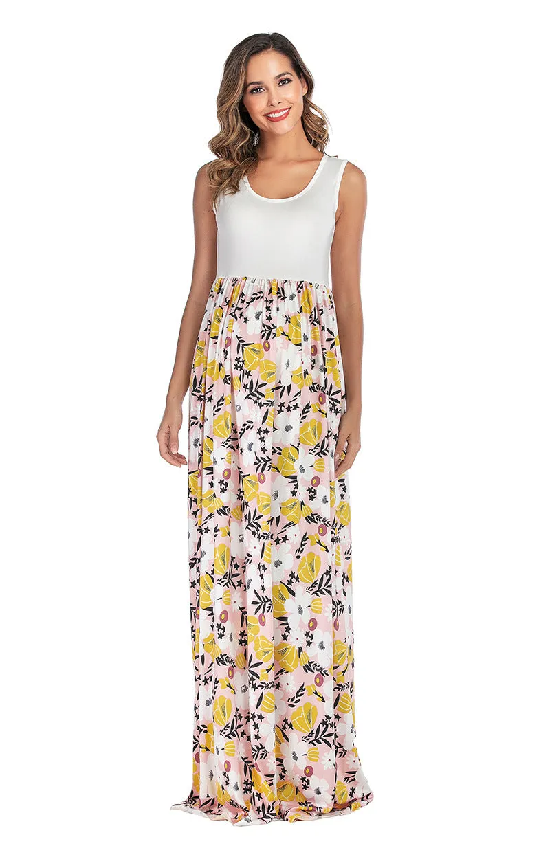 Maternity Floral Print Tank Dress