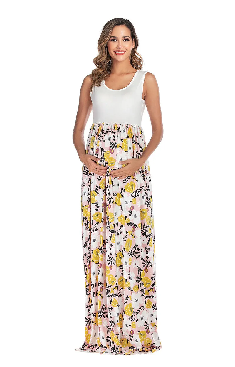 Maternity Floral Print Tank Dress