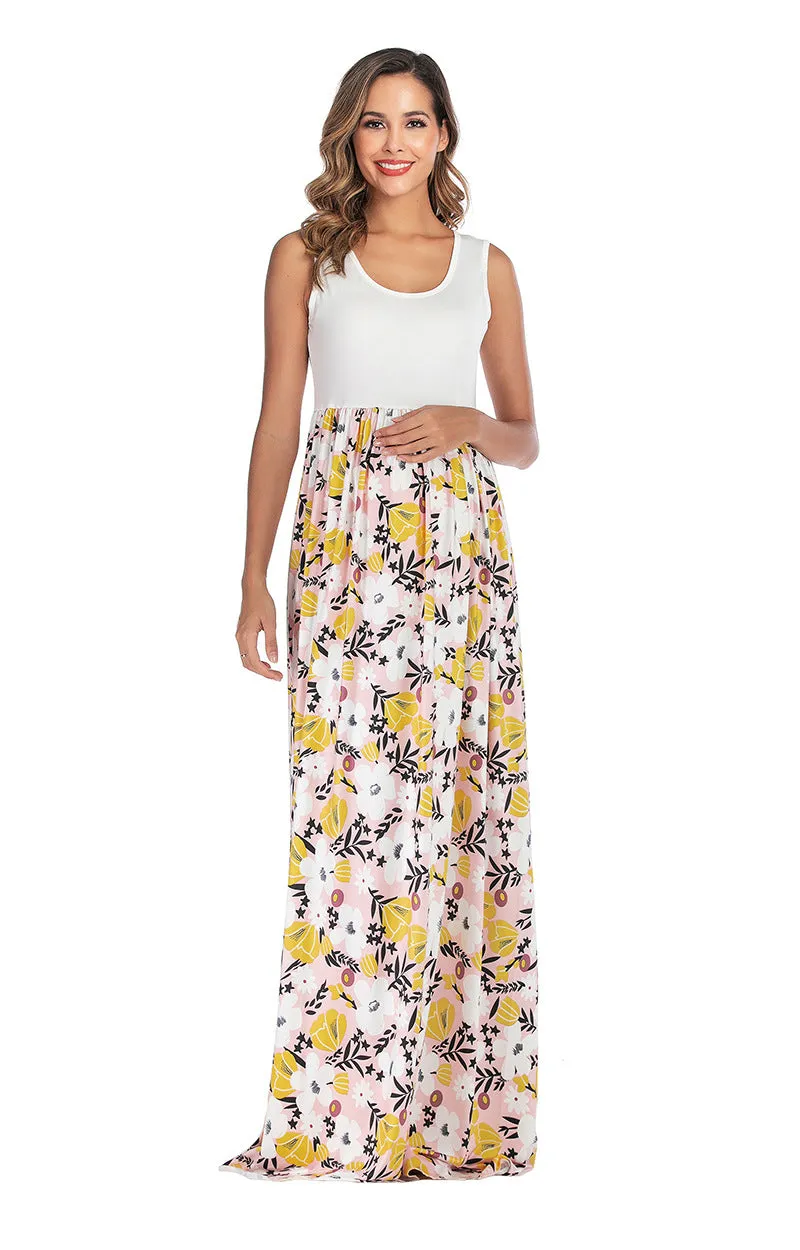 Maternity Floral Print Tank Dress