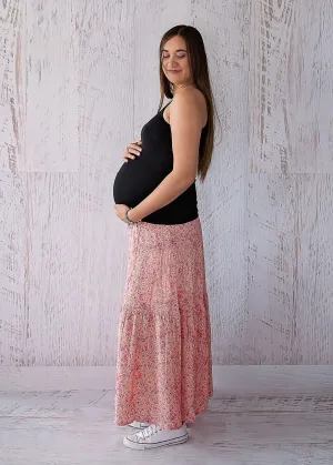 Maternity Maxi Skirt - Coral Crush