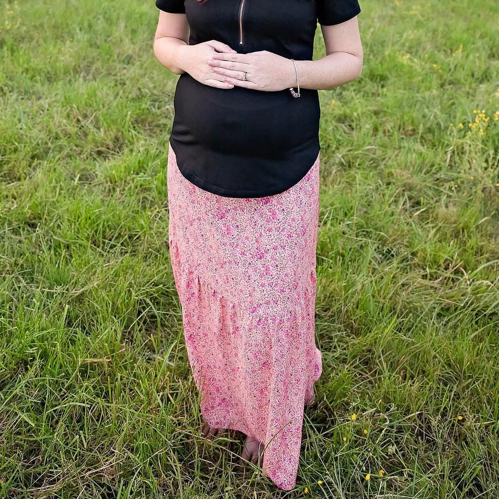 Maternity Maxi Skirt - Coral Crush