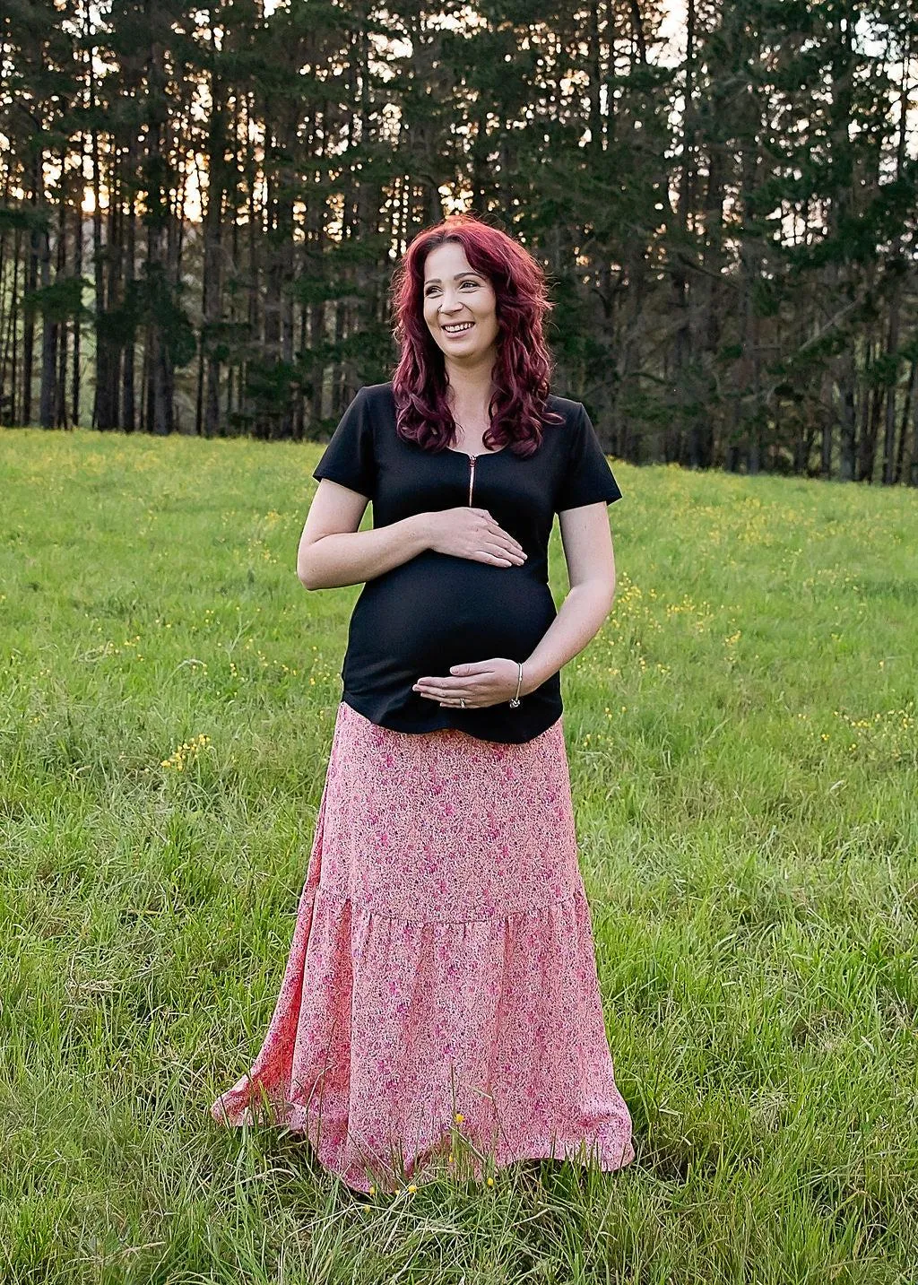 Maternity Maxi Skirt - Coral Crush