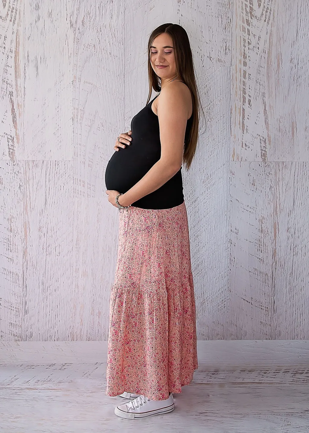 Maternity Maxi Skirt - Coral Crush