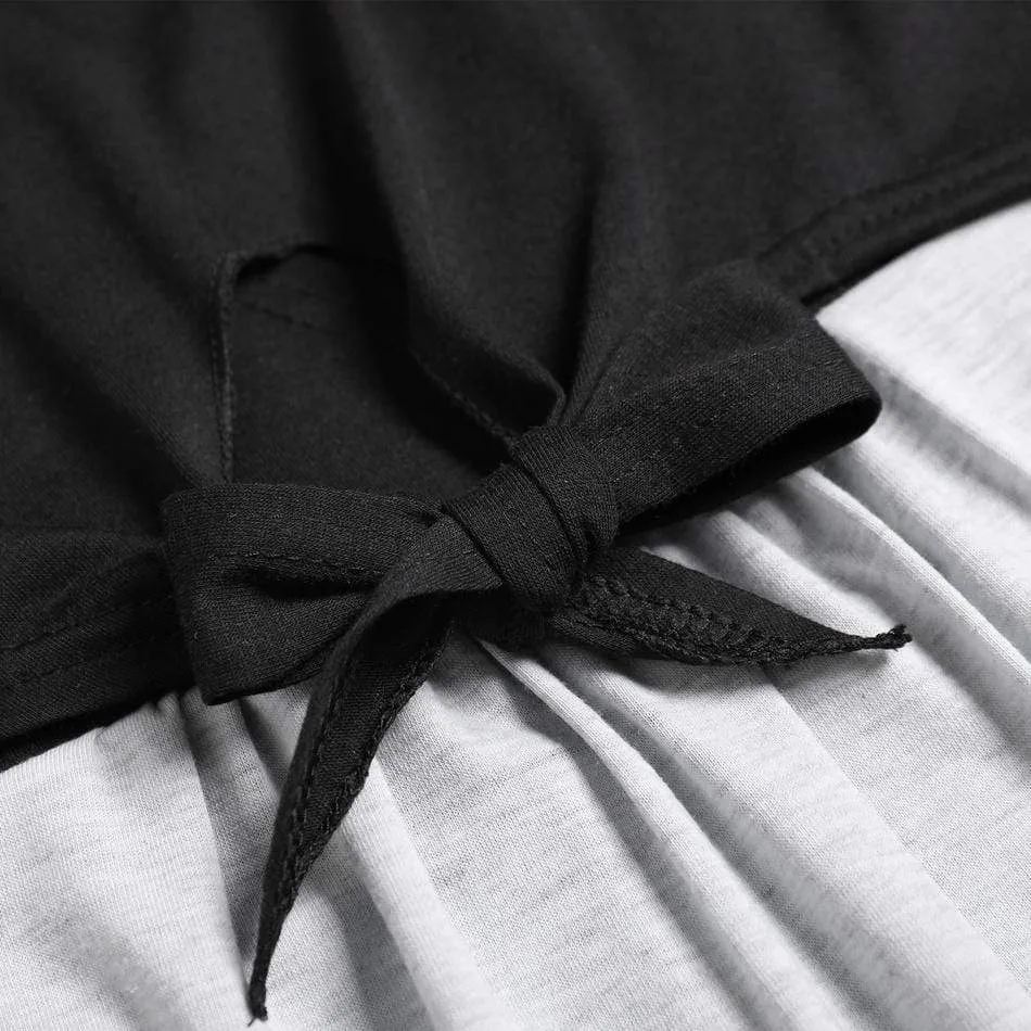 Maternity Nursing Tie Bow Short-sleeve Dress