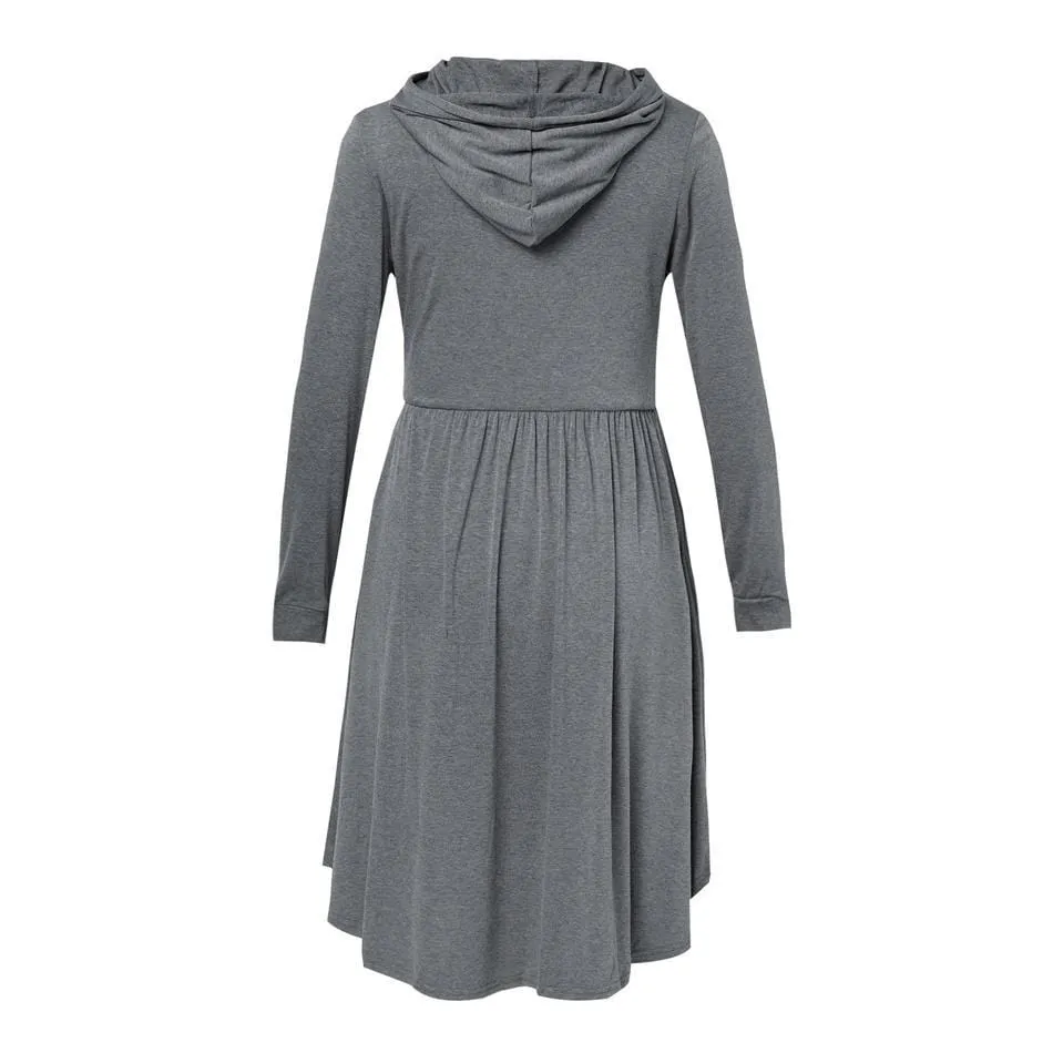 Maternity V-neck Plain Knee length A Long-sleeve Dress