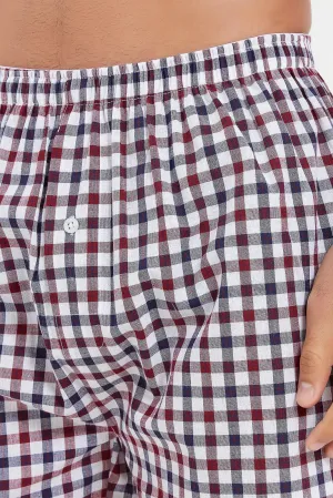 Men Navy And White Checkered Boxers Set (Pack of 2)