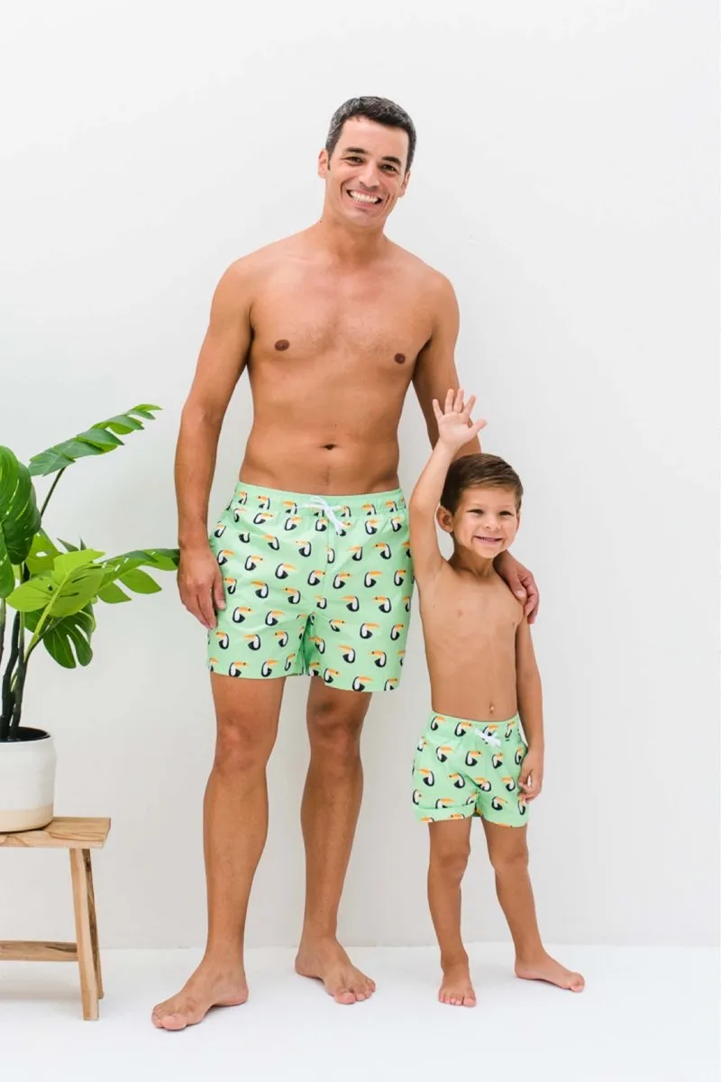 Men Swim Shorts - Toucan Paradise