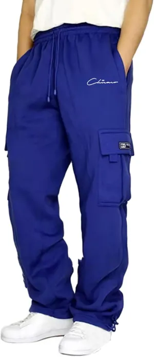 Men's Cargo Pants Plus Size Pocket Lace Up Elastic Waist Pants Trousers Overall Cute Plush