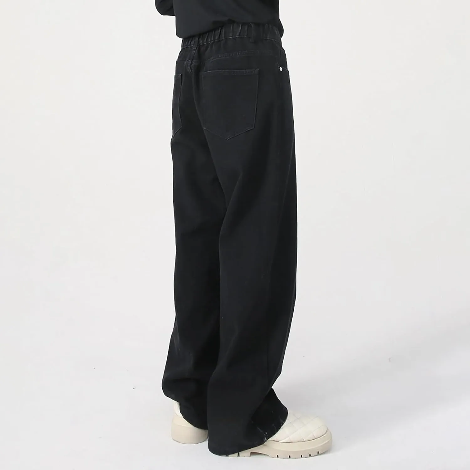 Men's Elastic Waist Relaxed Fit Jeans Straight Leg Stretch Comfort Denim Jeans for Men 9 10