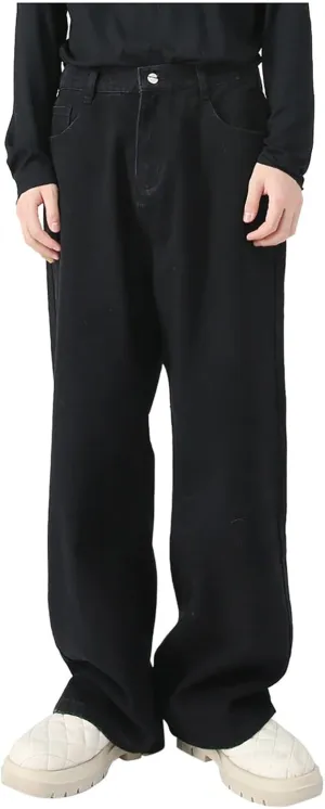 Men's Elastic Waist Relaxed Fit Jeans Straight Leg Stretch Comfort Denim Jeans for Men 9 10