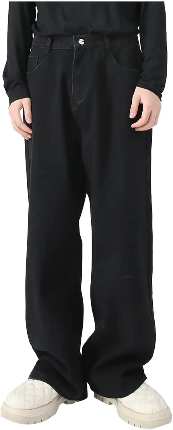 Men's Elastic Waist Relaxed Fit Jeans Straight Leg Stretch Comfort Denim Jeans for Men 9 10