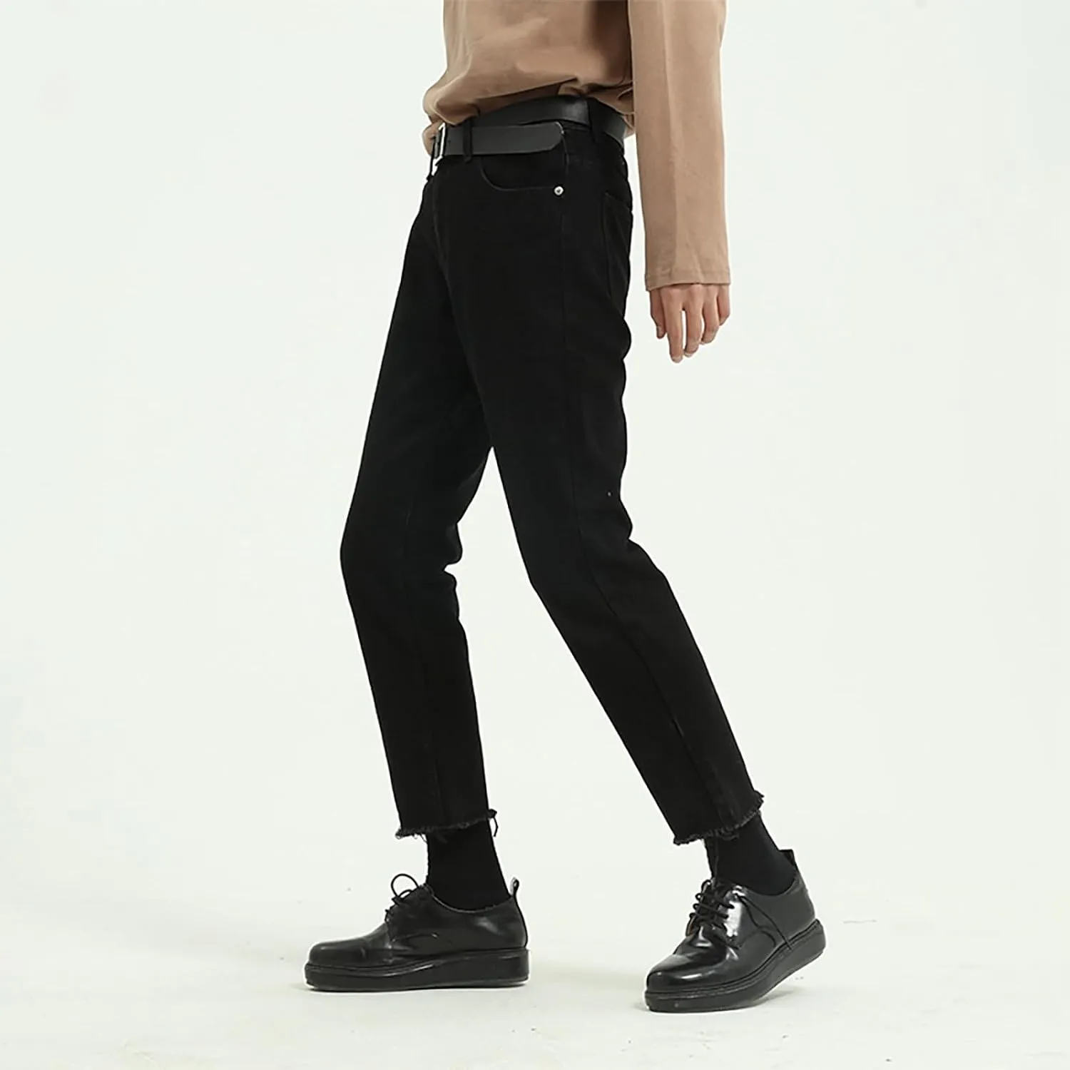 Men's Elastic Waist Relaxed Fit Jeans Straight Leg Stretch Comfort Denim Jeans for Men Tie