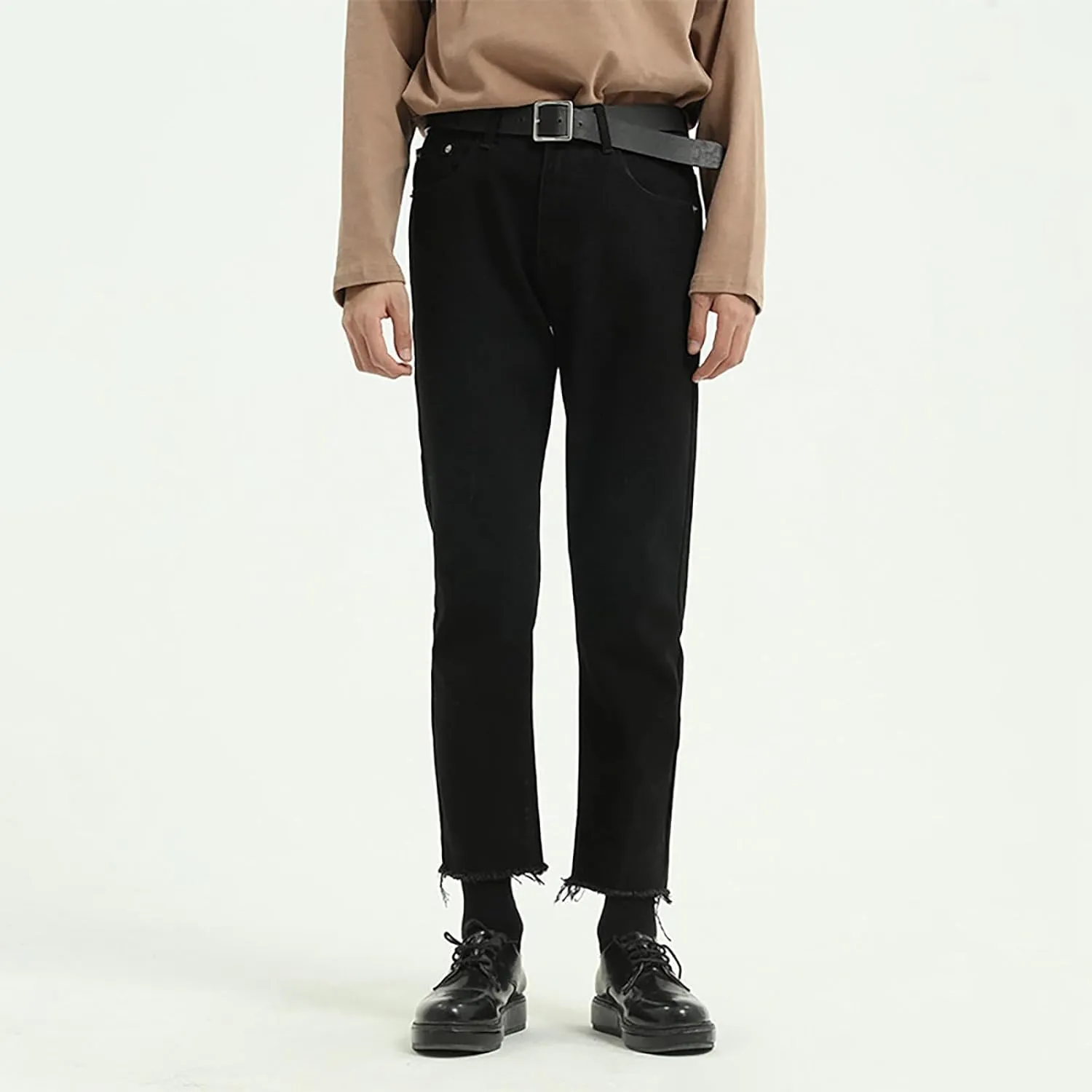 Men's Elastic Waist Relaxed Fit Jeans Straight Leg Stretch Comfort Denim Jeans for Men Tie