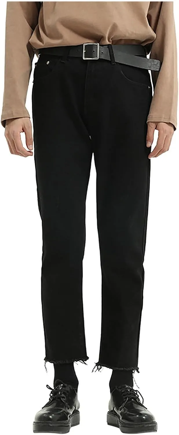 Men's Elastic Waist Relaxed Fit Jeans Straight Leg Stretch Comfort Denim Jeans for Men Tie