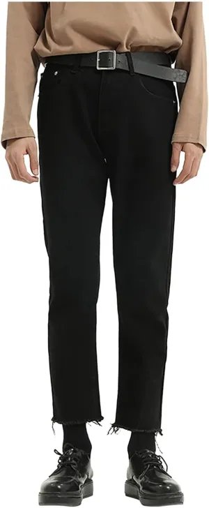 Men's Elastic Waist Relaxed Fit Jeans Straight Leg Stretch Comfort Denim Jeans for Men Tie