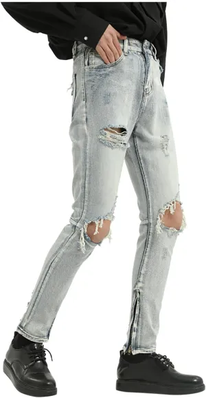 Men's Elastic Waist Relaxed Fit Jeans Straight Leg Stretch Comfort Denim Jeans for Men Tie