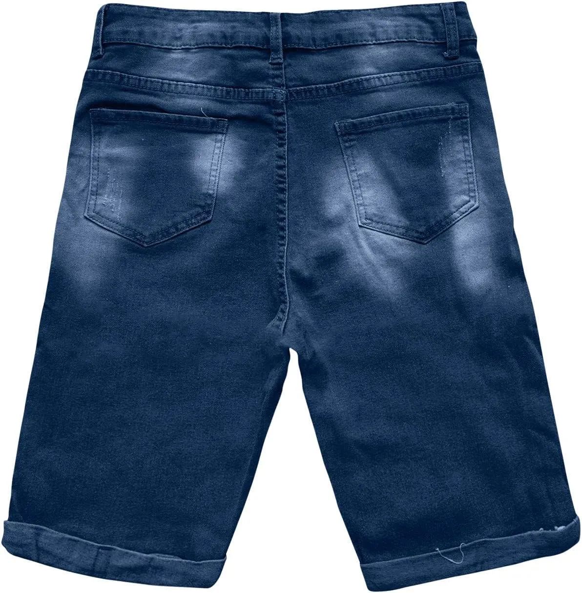 Men's Ripped Jeans Trunks Stretchy Washed Jeans Trunks Cut-Off Classic Fit Casual Jeans Shorts