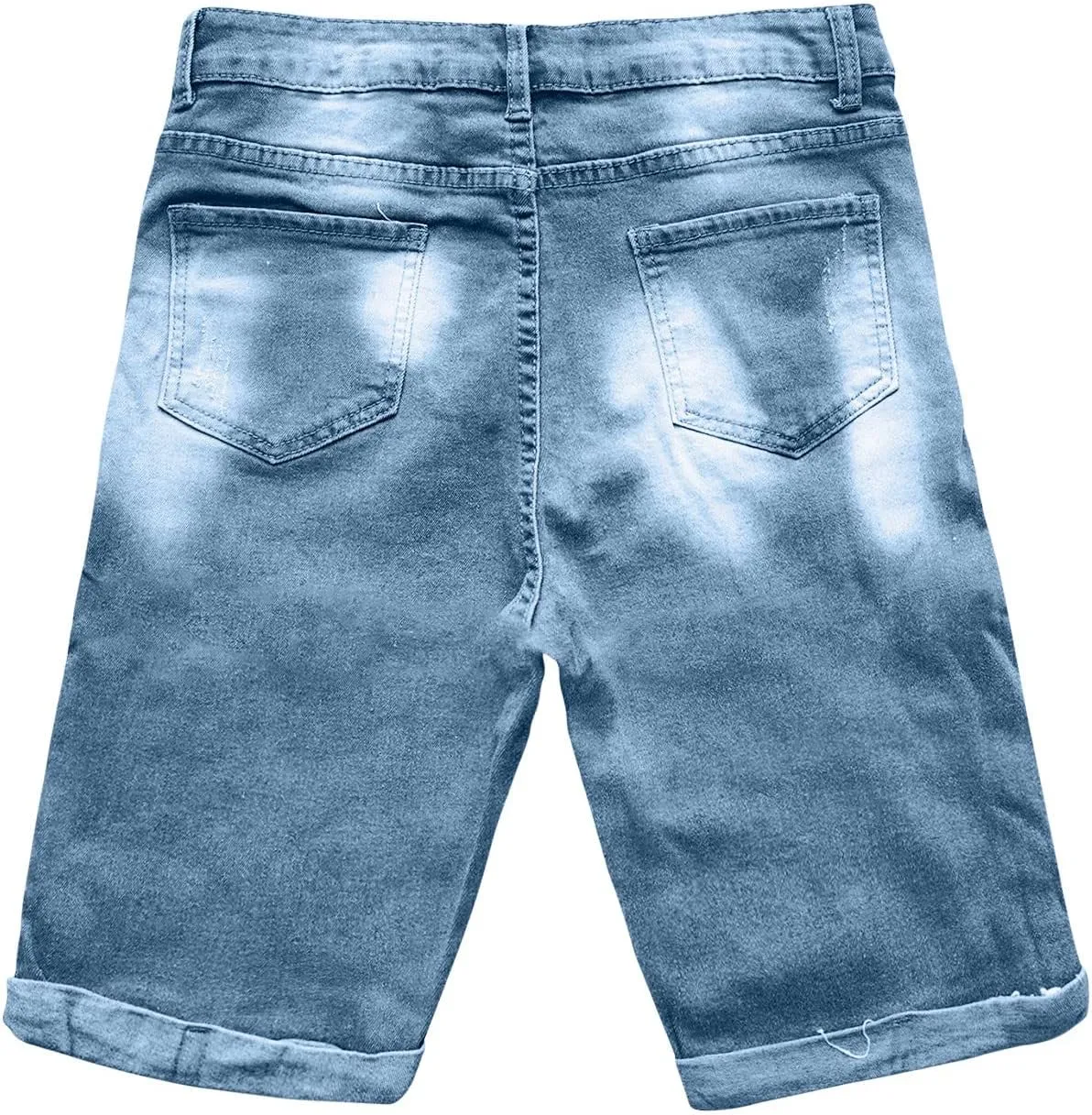 Men's Ripped Jeans Trunks Stretchy Washed Jeans Trunks Cut-Off Classic Fit Casual Jeans Shorts