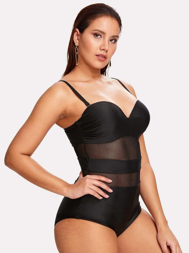 Mesh Panel Swimsuit