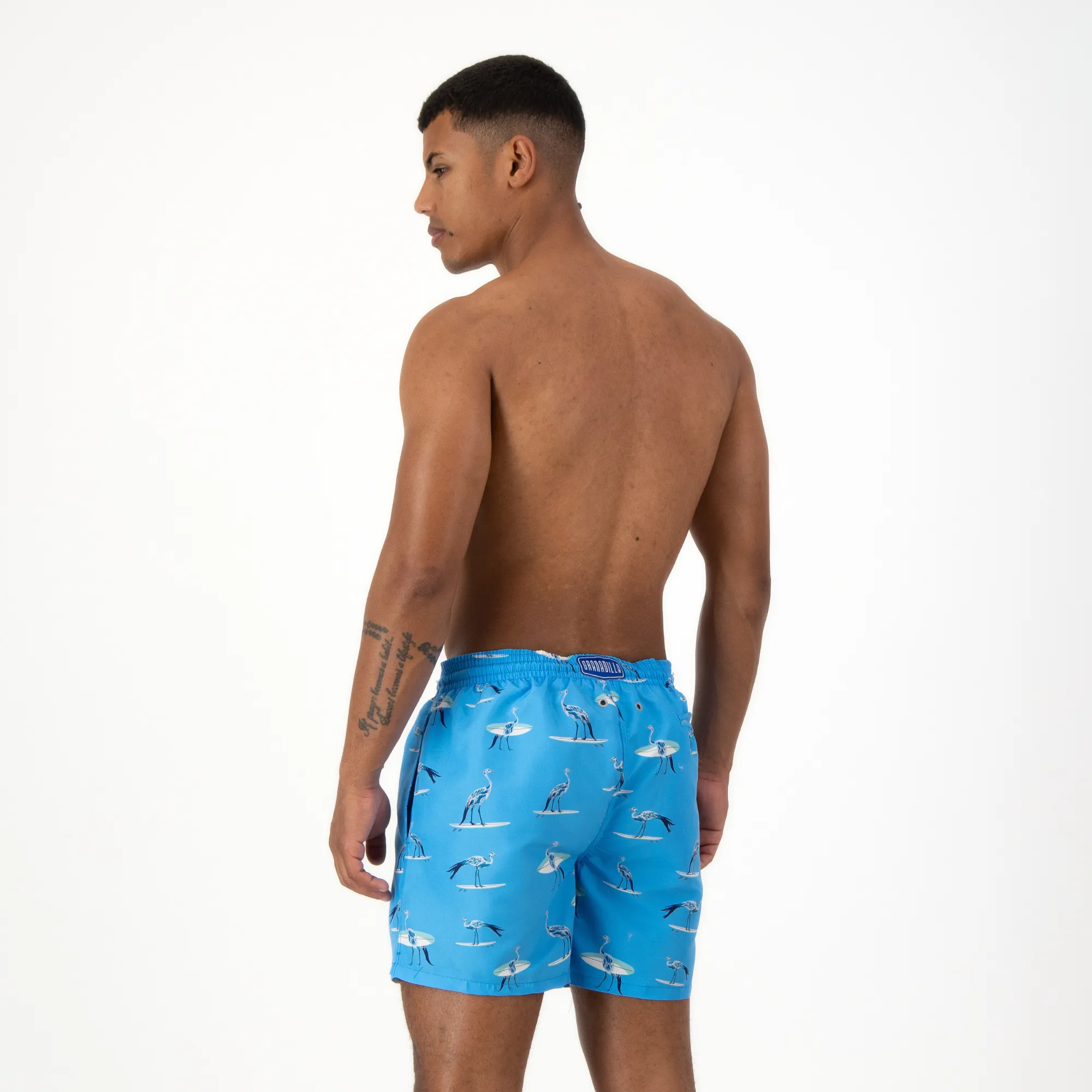 Mid-length Swim Shorts | Crane Surfer / Light Blue