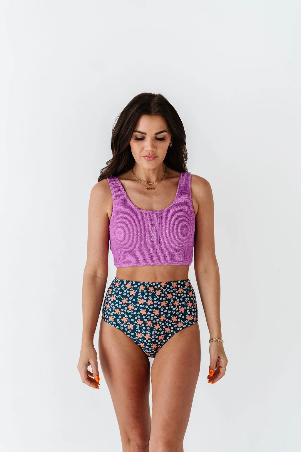 Mid Rise Bottoms in Midnight Daisy