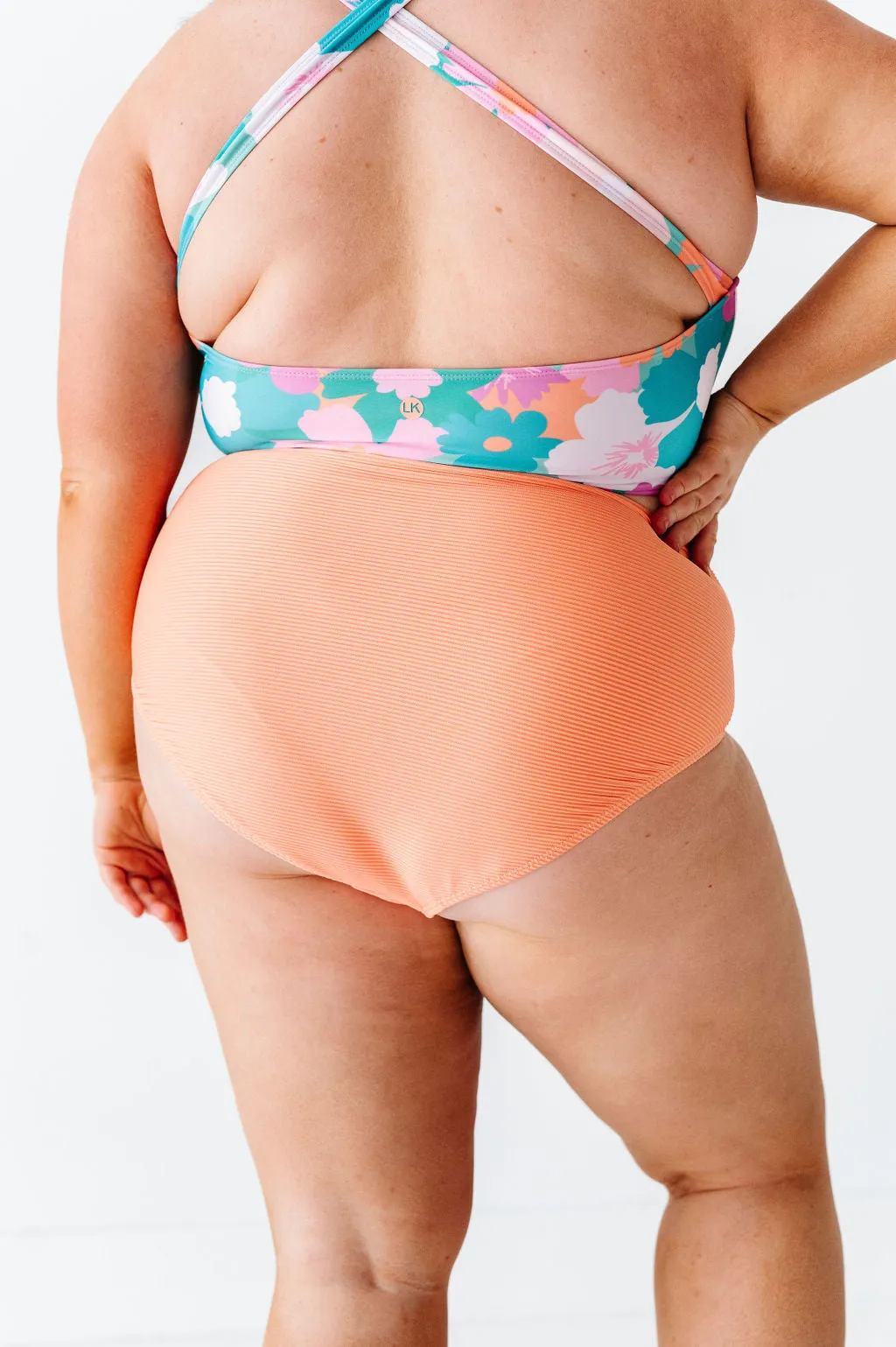 Mid Rise Textured Bottoms in Peachy Paradise