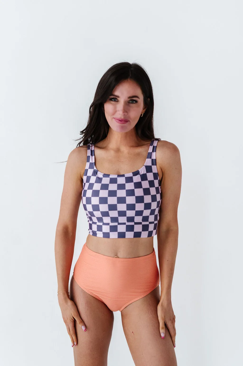 Mid Rise Textured Bottoms in Peachy Paradise