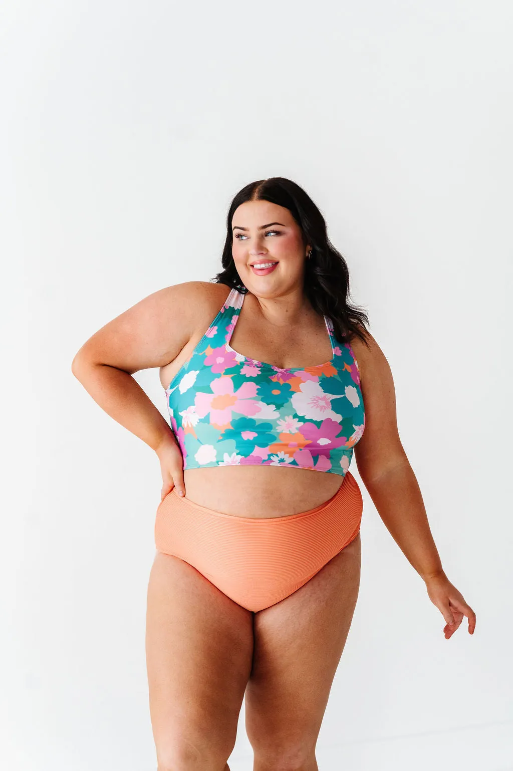 Mid Rise Textured Bottoms in Peachy Paradise